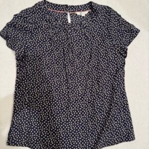 NWOT Boden Silk-Blend Charcoal-Gray Polka Dot Carey Top, Size 10